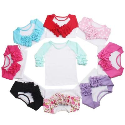 China Long sleeve ruffle baby shirt cotton anti-pilling wholesale plain soft cotton 1-10 years old babies T-shirt for sale