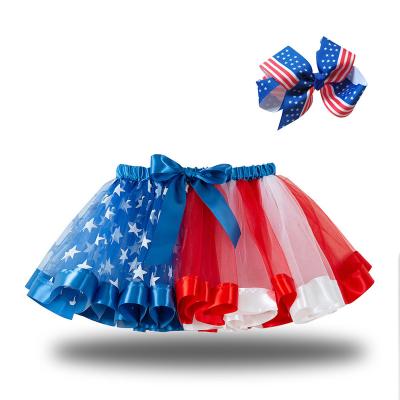 China Breathable Toddler Girl Toddler Girl Front Dance Tutu Skirt Mini Fluffy Layered Tulle Ballet Stage July Tutu Skirt With Hair Bow Clip for sale