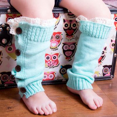 China Crochet Leg Warmers Lace Up Ruffle 5 Button Knitted Wool Babies Leg Warmers Toddler Kids Crochet Leg Warmers for sale