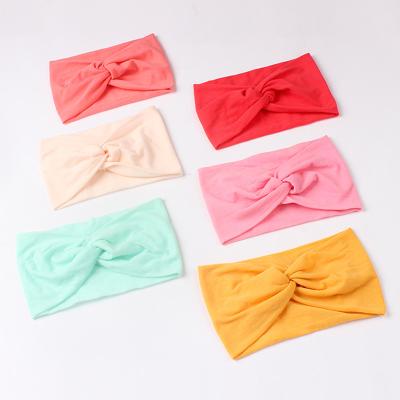 China Cute And Lovely Infant Girls Soft Bow Knot Solid Color Bow Headband Baby Hair Accessories Headbands for sale