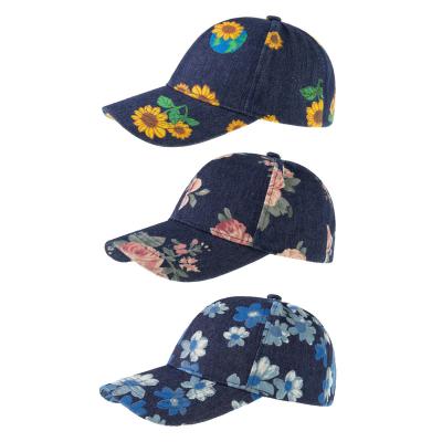 China Fashion JOINT Adjustable Sun Hats Kids Girls Women Trucker Hat Floral Print Adult Baseball Hat for sale