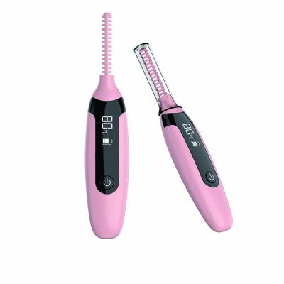 China Best Private Label Bulk 2021 Mini Electronic Pink Electric Heated Eyelash Curler With Comb 132*28.5*22.5mm for sale