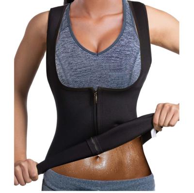 China Antibacterial Women Waist Trainer Vest Slim Corset Neoprene Sauna Tank Top Zipper Weight Loss Body Shaper Shirt for sale