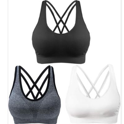 China Naked Sports Breathable Fitness Sports Suitable for Female, Women's Medium Support Cross Cups Yoga Sports Back Wireless Removable Bra for sale