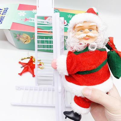 China Simple Battery Operated Christmas Gift Climbing Santa With Musical Moving Santa Rope Ladder Game For Gifts for sale