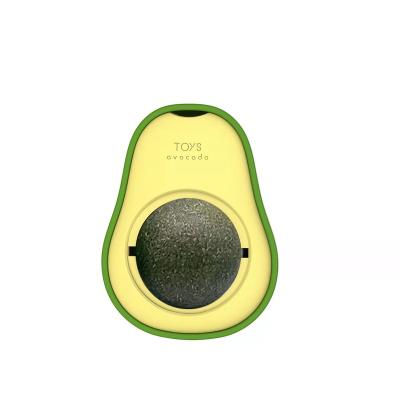 China 2022 Cute Pet Stocked Cat Mint Toy Ball Rotatable Avocado Shape Catnip Pet Chew Toy For Cat for sale