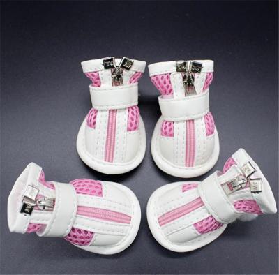 China 2021 Hot Sale Pet Stocked Mesh Shoes Cat and Dog Sneakers with Zipper and Magic Tape Anti-slip Design Breathable Pet Clothing for sale