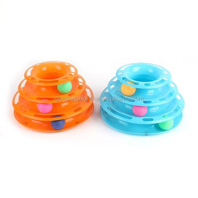 China Wholesales Stocked Three Layers Of Puzzle Plastic Trackball Cat Toys Interactive Balls for sale