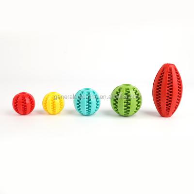 China Stocked Colorful Rubber Pet Toy Ball Pet Chew Playing Toys Dog Tooth Cleaning Ball Food Dog Ball Toy for sale