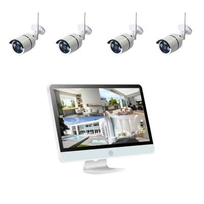 China 1080P CCTV IP Camera 4ch Wifi Nvr Kit 2.0MP H.264 12 Inch HD Monitor HD WIFI CCTV NVR and Camera System for sale