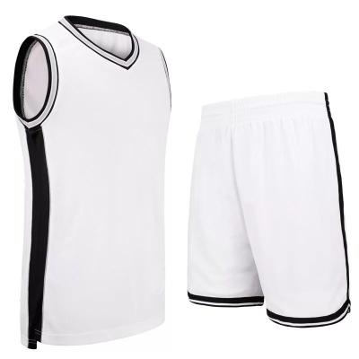 China Latest Design Antibacterial Custom Youth White Reversible Dry Fit Basketball Uniform Set for sale