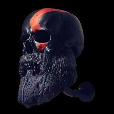 China China Rotation Horror Easter Wall Mount Motorcycle Resin Crafts Hat Helmet Holder Antique Black Metal Helmet Rack for sale