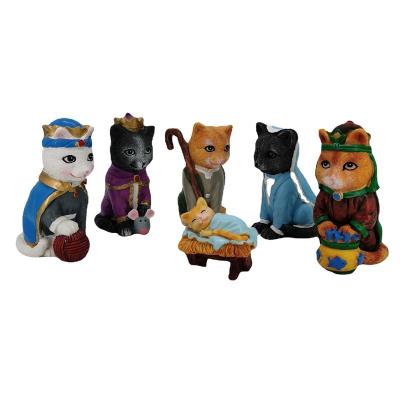 China China Factory Direct Royal Cat Resin Crafts Animal Ornaments American Halloween Gifts Nativity Kitten Series Ornaments for sale