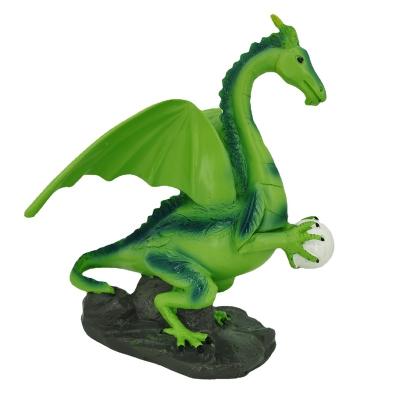 China China factory direct luminous resin crafts green dragon statue pearl ball household ornaments window ornaments for sale