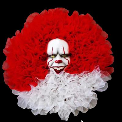 China China wholesale holiday weave dark red sawdust flowers and clown mask flowers for home decoration Christmas garlands for sale