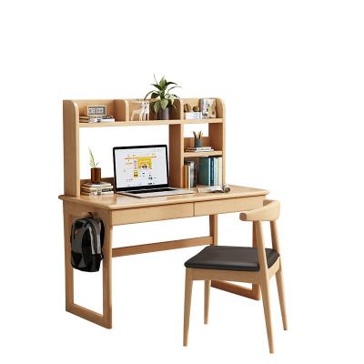 China HANYEE Expandable Modern Minimalist Study Solid Wood Desk With 2-Tier Beams Study Table Home Office for sale