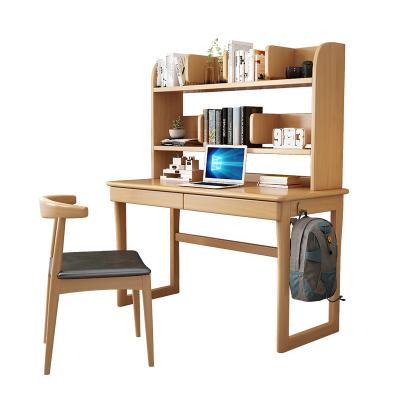 China HANYEE Extendable Modern Minimalist Desk and Chair Set, Wooden Desk with Open Storage Shelves for sale