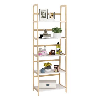 China Adjustable (other) HANYEE Modern simple design wooden solid bamboo-wood five tire bookcase for office bookcase for sale