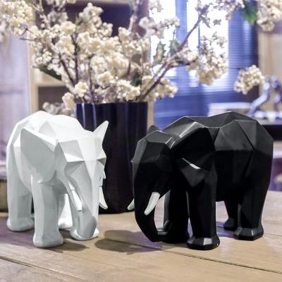 China Modern Concise Style Resin Opens Nordic Elephant Ornament Geometry Cutting Living Room Home Decoration Gifts for sale