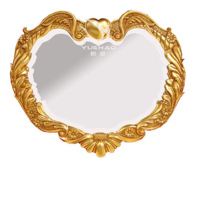 China Classic Factory Art Round Mirror Wall Hanging Circle Circle PU Mirror Metal Framed Large for sale