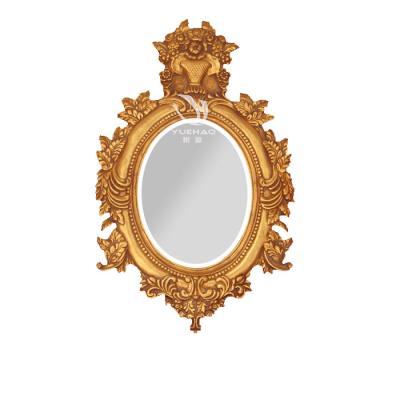 China Classic European Large Size Oval Mirror Frame Decorated Classic Resin Mirror Gold Frame for sale