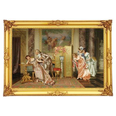 China Vintage No Cut Bow Ornament 7.5cm Carved Oil Painting Wood Frame Customized for sale