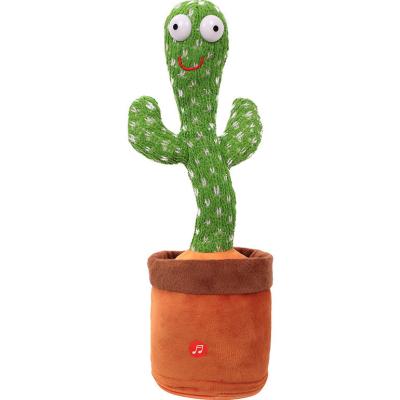 China Dancing And New Portable Music Song Simulation Singer Talking Speaker Shake Funny Flush Cat 120 Electric Cactus Plush Toy for sale