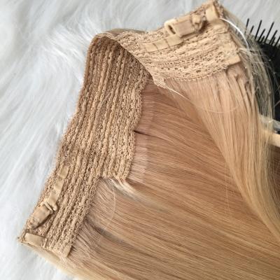 China Clean Soft Hot Selling One Piece Invisible Wire Hair Extensions Halo Hair Extensions Human Remy Hair Extensions Invisible for sale