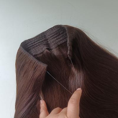 China Clean Soft Human Remy Hair Extensions One Piece Halo Wire Hair Halo Extensions Invisible Hair Extensions for sale