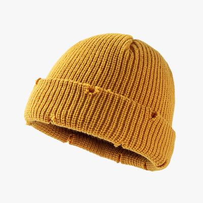 China COMMON Style Solid 15 Unisex Simple Colors Knitting Fisherman Short Beanie Hat Cap Skullcap Sports Covers 100% Polyester Adults Image for sale