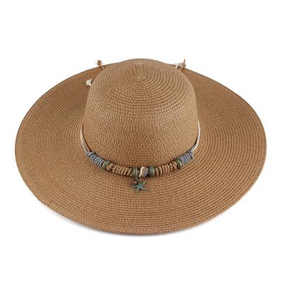 China Fashion Round Lid Casual Straw Hat 2023 Comfortable Outdoor Hat Ladies Summer Sun Travel Sun Hat Large Beach Caps for sale