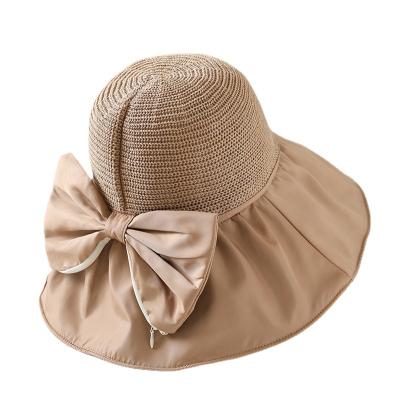 China Daily spring and summer bow sunshade black rubber hat cored UV protection hat sun hat fisherman bucket hat for sale