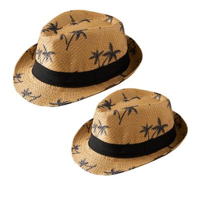 China Daily 2023 British new parent-child adult children travel children's straw hat sunscreen boys beach hat sun hat for sale