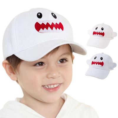 China breathable & Waterproof Handmade Cartoon Embroidered Shark Mouth Baseball Cap Sun Hat Shading European and American Casual Summer Cotton Unisex Children for sale