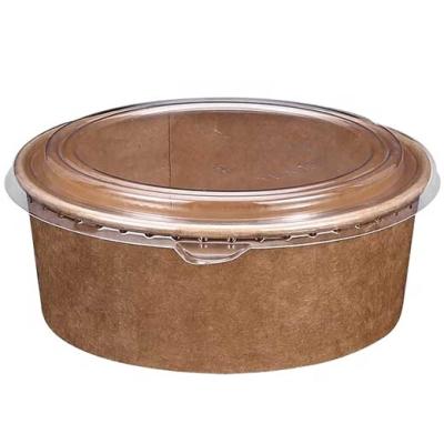 China Wholesale Recyclable Custom Logo Kraft Paper Bowl Salad Ice Cream Biodegradable Soup Bowl Thickened Inner Membrane With Cover for sale