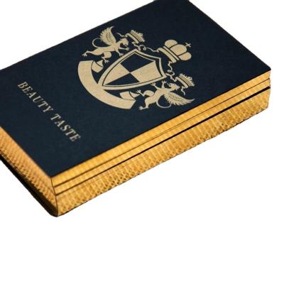 China Custom Education Brand Edged Gold Foil Bronzing 500g Thickness Black Paper Business Card for sale