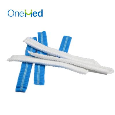 China Black Polypropylene PP Single or Double Blue White Colored Disposable Nurse Hairnet Elastic Band Head Cover for sale