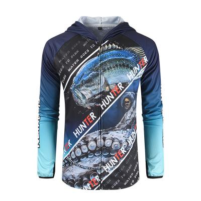 China Custom Outdoor Pelagic UV Quick Dry Light Camouflage Protective Logo Logo Long Sleeve Sublimation Performance Anti-UV Polyester Fishing Shirt for sale