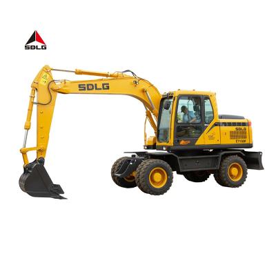 China Farms Chinese JingGong Brand Small Wheel Excavator 6-7ton Wheel Crawler Excavator Backhoe Digger Machine for sale