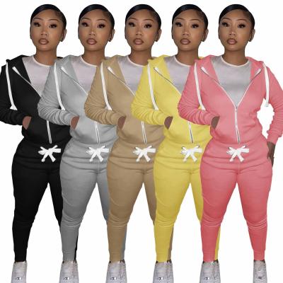 China Wholesale QUICK DRY Autumn Winter Women Cotton Two Piece Hoodie Women Tracksuit Suit Two Piece Set for sale