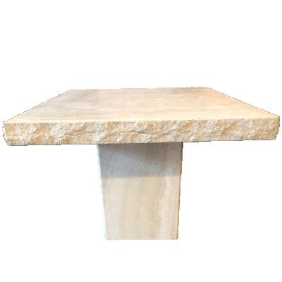 China Natural living stone dining room edge dining tablefurniture 80*80cm square dining table travertine for sale