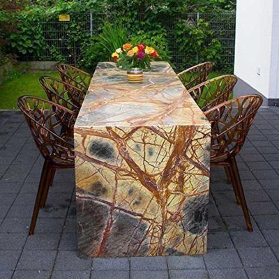 China Custom Natural Marble Travertine Stone Live Edge Coffee Table Furniture End Tables Square Bell Bistro Table for sale