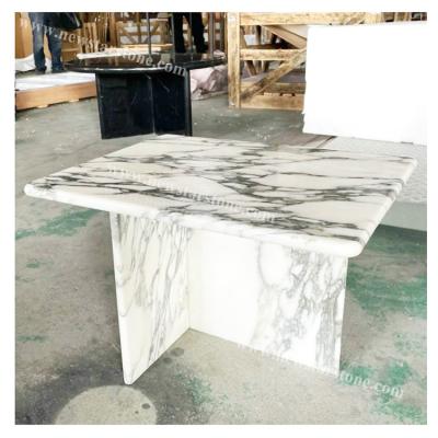 China Smart Low Table Arabescato Stone Furniture Studio Lobby Coffee Table Natural Stone High End White Marble Space Center Custom Made Living Room for sale