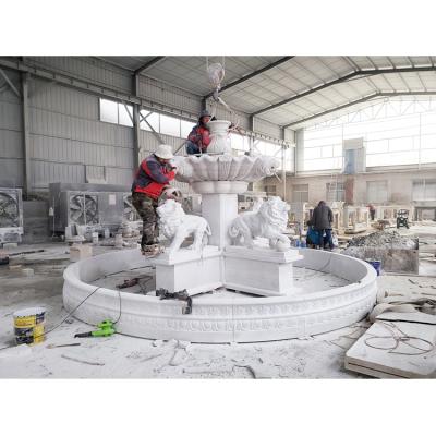 China Customized Modern Water Horse Lion Fountain Stone Statue Animal Hand Carved Outdoor Large White Marble Fountain for sale