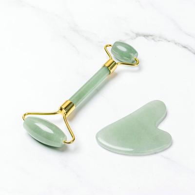 China Modern Green Gua Sha Mini Jade Roller Jade Roller Jade Roller Set Face Massager Gua Sha Set for sale