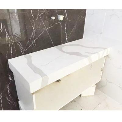 China Precut Modern White Marble Project Artificial White Quartz Pattern Calacatta Stone Slabs Stone Slabs Countertops, Vanity Tops for sale