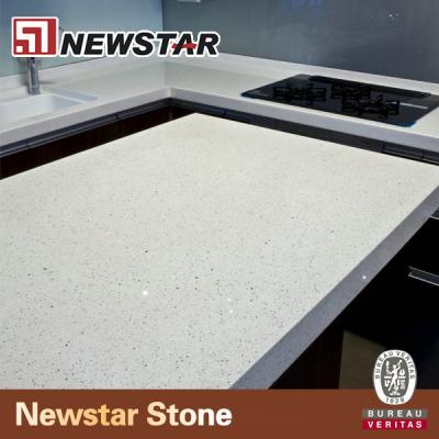 China Newstar White Stone Quartz Stone Countertops Sparkle Stone Countertops for sale