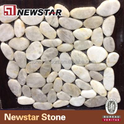 China Flat Natural Parquet River Stone Sliced ​​Pebble Mosaic for sale