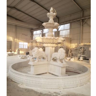 China Modern Chinese Hand Carving Sculpture Four Lions Fountain Surrounding White Marble Marble for sale