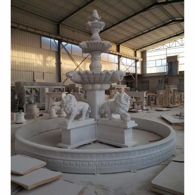 China Chinese white marble lion modern natural stone sculpture fountain garden fountains for sale for sale